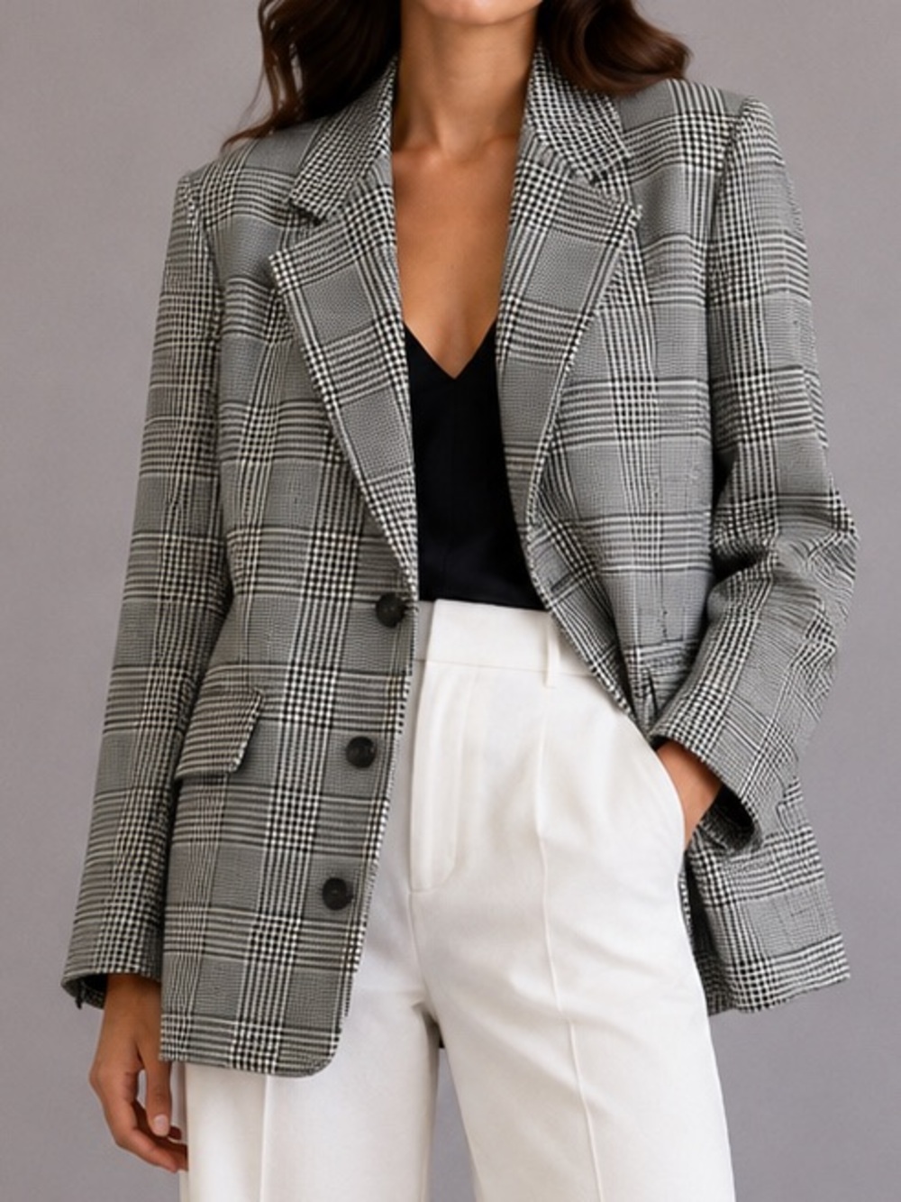 Express Vintage 90s Houndstooth Oversized Blazer Jacket Small